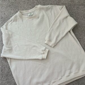 Aerie White Waffle Knit Crewneck